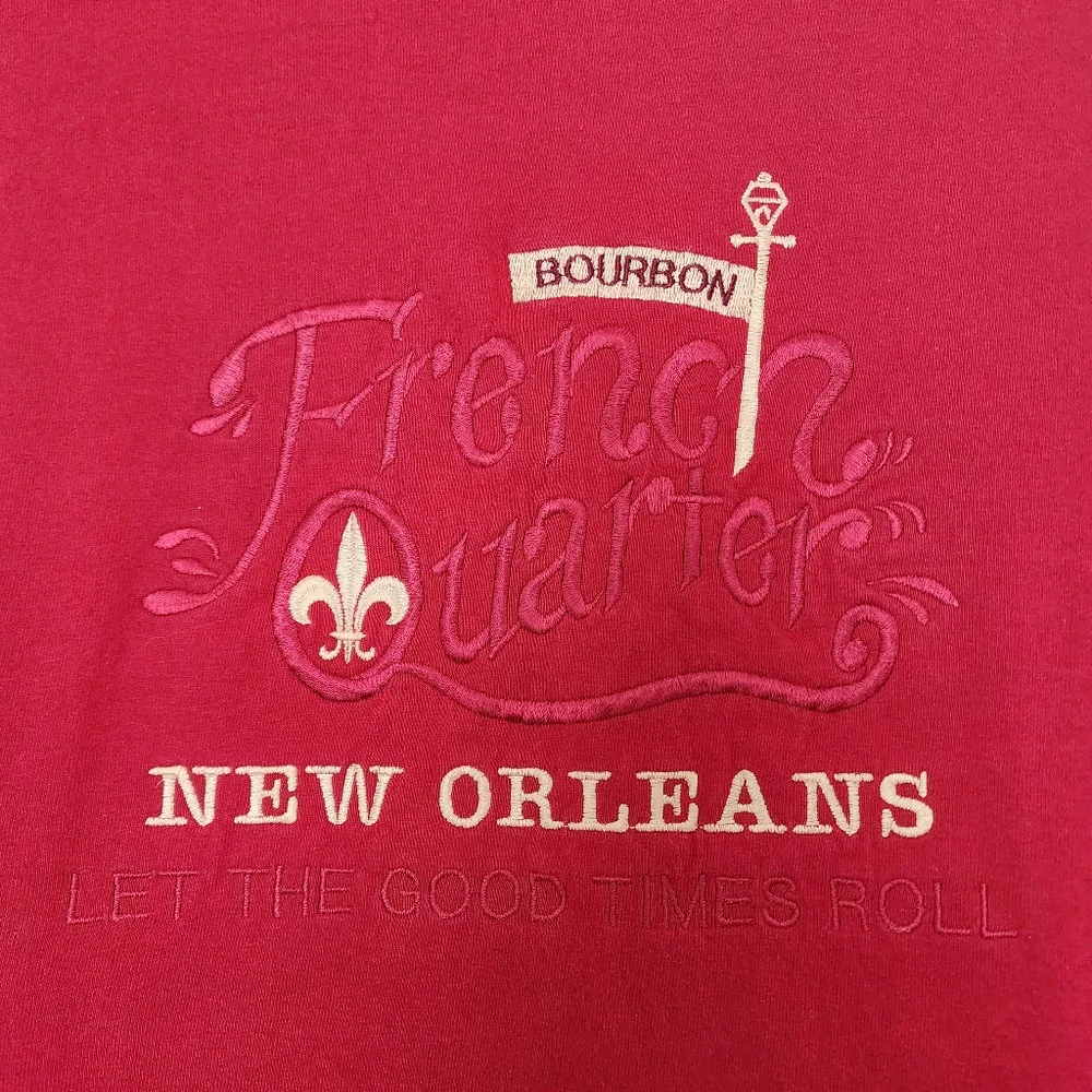 New‎ Orleans French Quarter embroidered deep red t-shirt 3XL